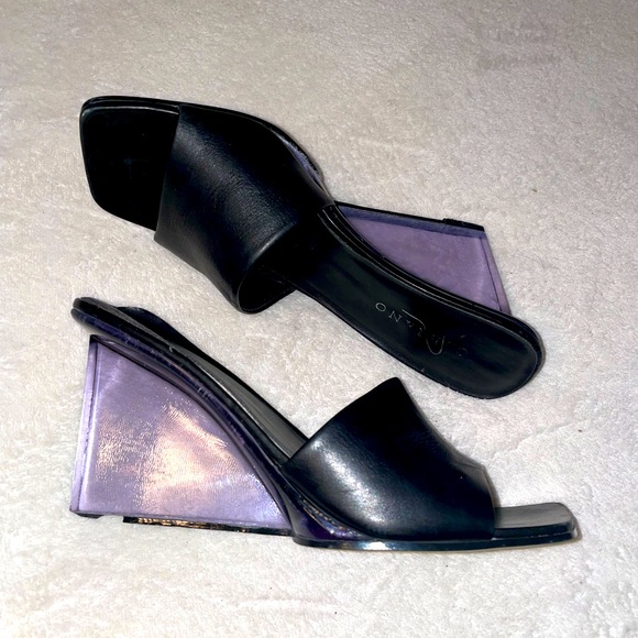 Vintage Square Toe Transparent 90’s Wedge Platform Sandal - Picture 2 of 9